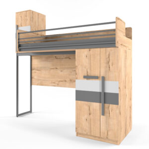 Лофт кровать верхняя малая шкаф слева с ограждением и лесенкой